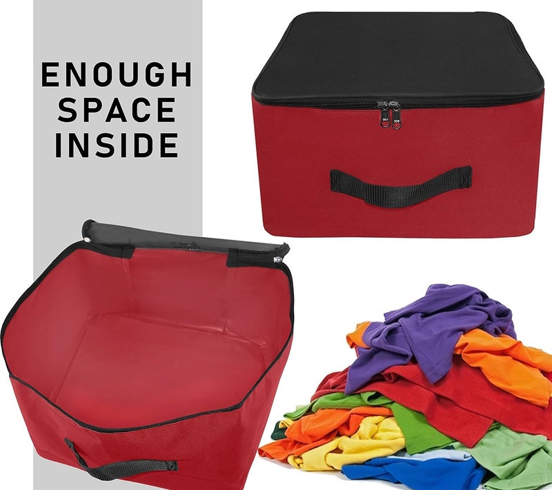 NISUN 2 Pack Nylon Underbed Moisture Proof Wardrobe Organizer Storage Bag for Clothes With Zipper Closure and Handle Square Red Black 381x254x35cm - Image 4