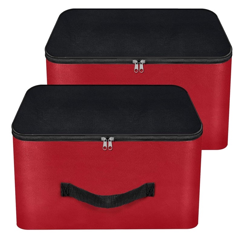 NISUN 2 Pack Nylon Underbed Moisture Proof Wardrobe Organizer Storage Bag for Clothes With Zipper Closure and Handle Square Red Black 381x254x35cm - Image 1