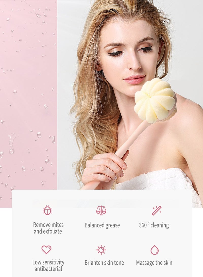 BEIRUI 2-in-1 Shower Brush, Massage Bristles and Mesh Sponge Long Handle Shower Brush cleanses and exfoliates skin, wet or dry - Image 3