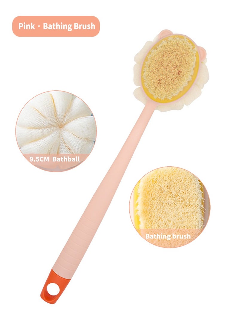 BEIRUI 2-in-1 Shower Brush, Massage Bristles and Mesh Sponge Long Handle Shower Brush cleanses and exfoliates skin, wet or dry - Image 1