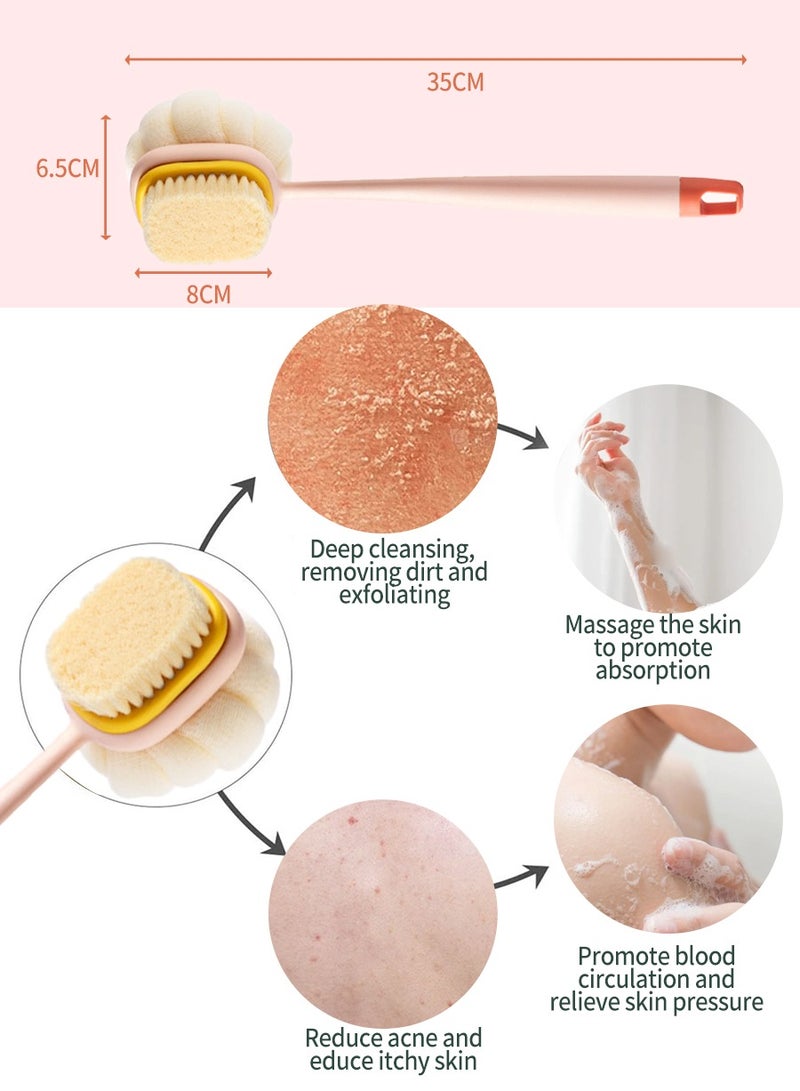 BEIRUI 2-in-1 Shower Brush, Massage Bristles and Mesh Sponge Long Handle Shower Brush cleanses and exfoliates skin, wet or dry - Image 2