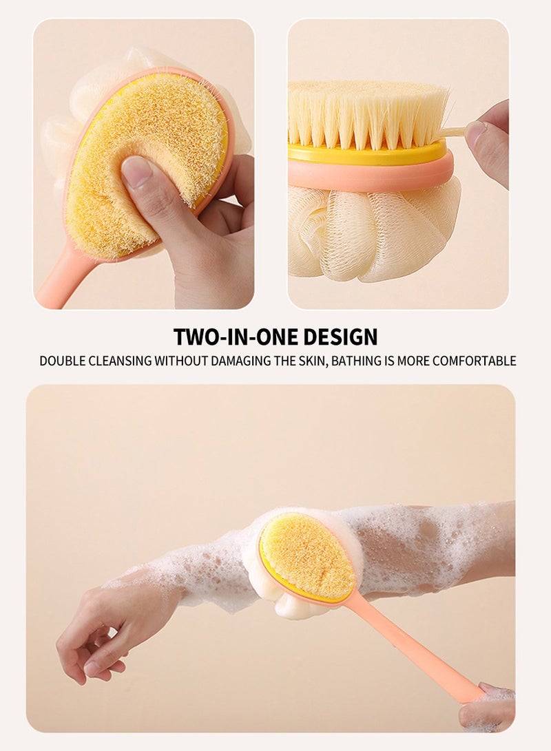 BEIRUI 2-in-1 Shower Brush, Massage Bristles and Mesh Sponge Long Handle Shower Brush cleanses and exfoliates skin, wet or dry - Image 5