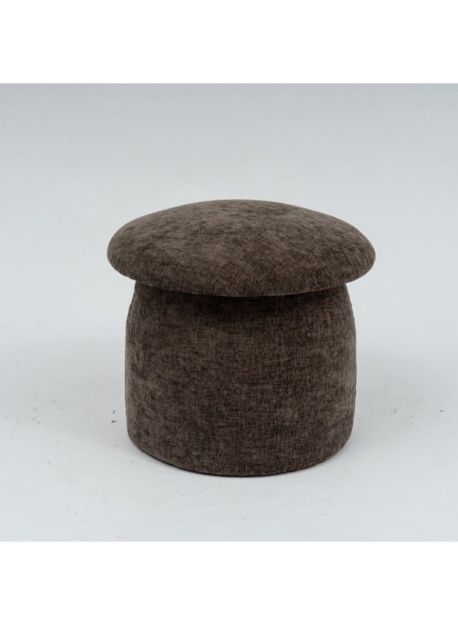 DANUBE HOME Murano Round Ottoman | Multi-Functional Stool | Upholstered Footrest Without Storage L53xW53xH47cm -Dark Brown - Image 2