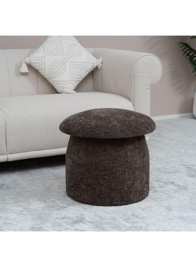 DANUBE HOME Murano Round Ottoman | Multi-Functional Stool | Upholstered Footrest Without Storage L53xW53xH47cm -Dark Brown - Image 1