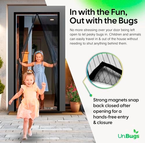 iGotTech UnBugs Magnetic Screen Door - Fits Doors up to 38 x 82 Inches MAX - Pet & Kid Friendly, Self-Closing - Hands Free Magnet Closure Keeps Bugs Out & Breeze in - Image 3