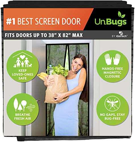 iGotTech UnBugs Magnetic Screen Door - Fits Doors up to 38 x 82 Inches MAX - Pet & Kid Friendly, Self-Closing - Hands Free Magnet Closure Keeps Bugs Out & Breeze in - Image 1