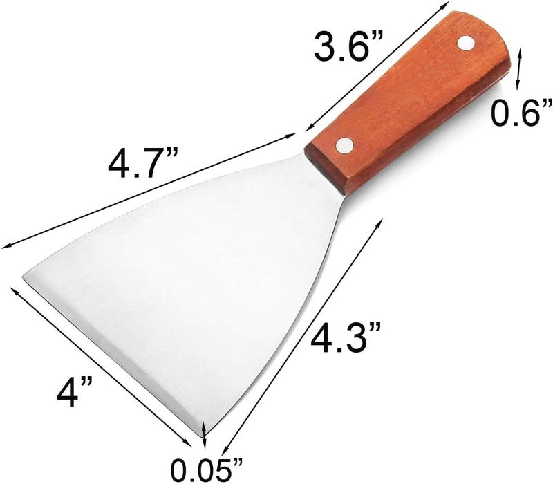 Acronde 2PCS Stainless Steel Slant Grill Griddle Spatula Scraper Diner Flat Straight Blade - Image 4