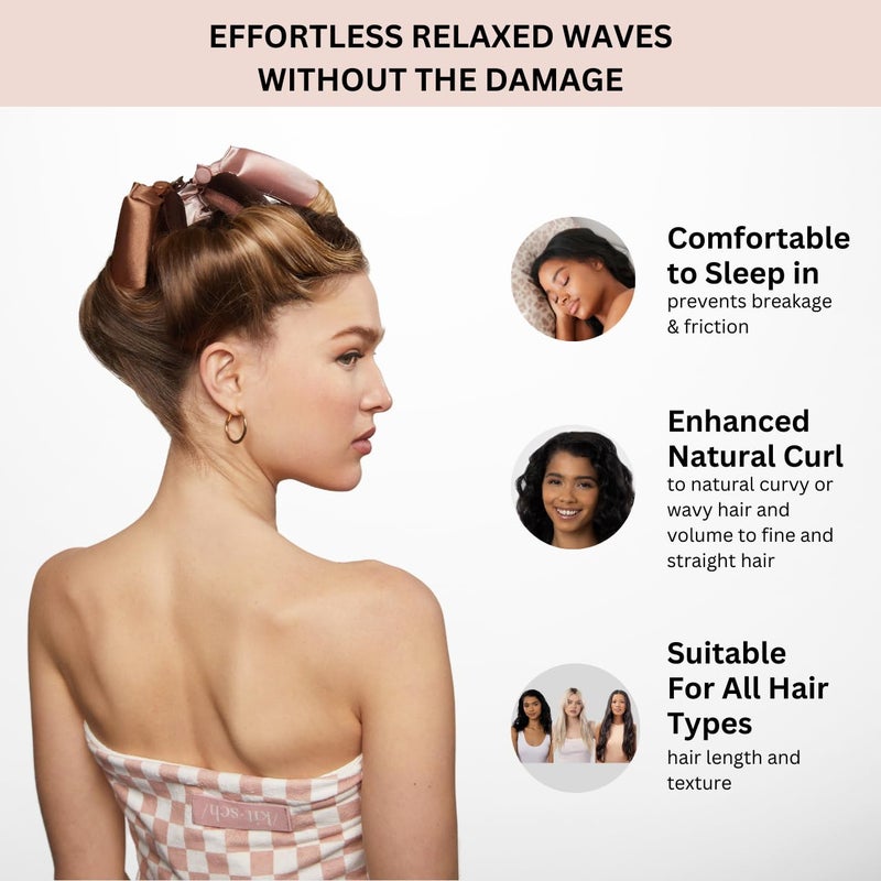Kitsch Satin Hair Curlers, Heatless Curling Rod - Jumbo Flexi Rod, Heatless Hair Curler - Hair Curlers to Sleep In - No Heat Overnight Curls - For All Hair Types and Texture - 4pcs Rosewood - Image 5