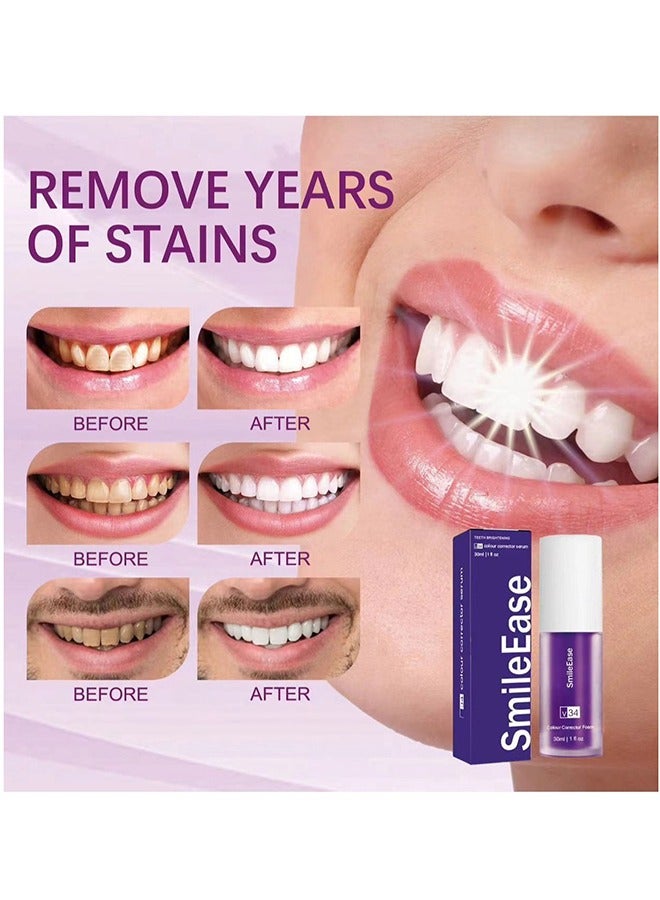 SmileEase Teeth Color Corrector, Purple Teeth Brightening Toothpaste, Remove Stains, Teeth Brightening Purple Toothpaste, Remove Coffee, Stains, Yellow Teeth (30ml） - Image 3