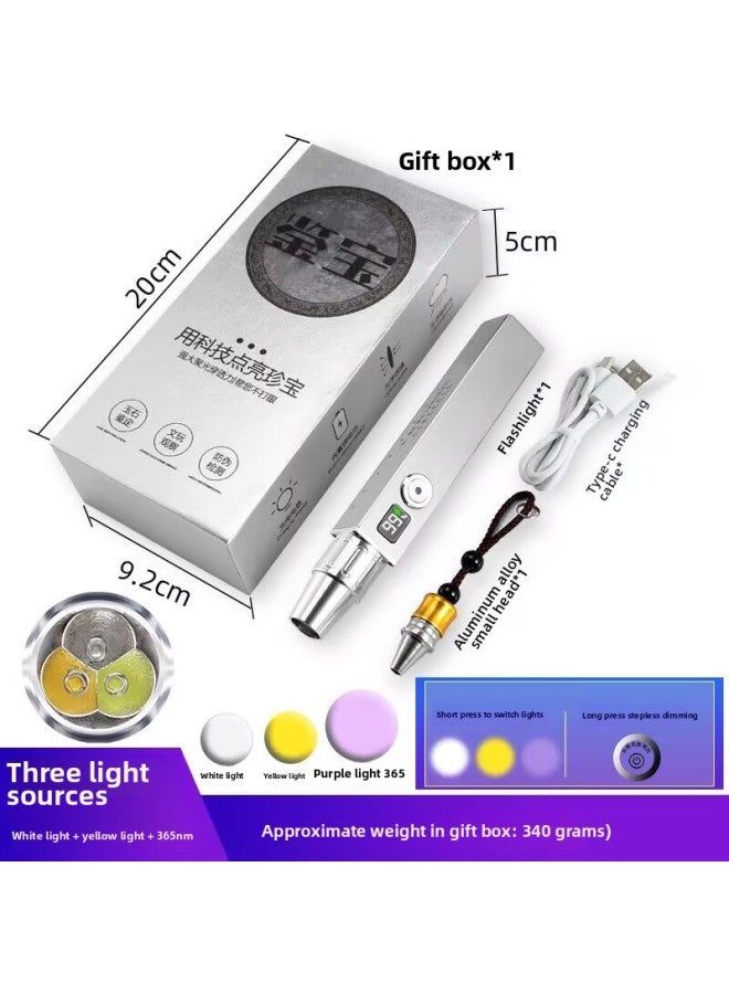 Strong Light Portable Super Bright Three Light Source 365 Purple Light 395 Jewelry Jade Identification Flashlight Special Wholesale-Color:J2588 Jade Lamp  365 Purple Light  - Image 1