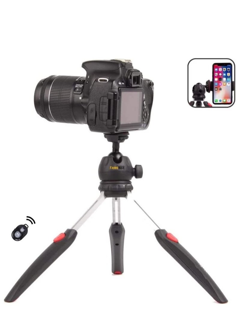 BGM Tripod Stand Table Top Mini Portable Fold able Extendable for Mobile Phones and DSLR & Digital Cameras - Coming with Universal Mobile Phone Holder 
