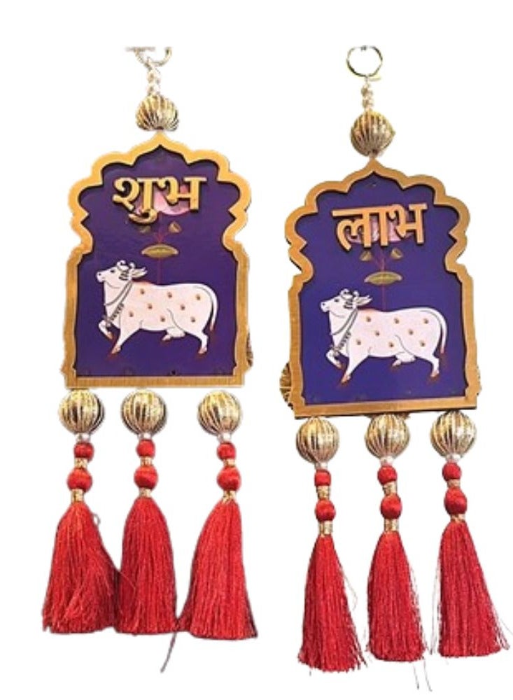 ديكور حائط ديوالي من خشب الآس، ديكور حائط، ديكور ديوالي / هدية ديوالي (مقاس 20 سم) (مجموعة من قطعتين) مع وعاء. - Image 3