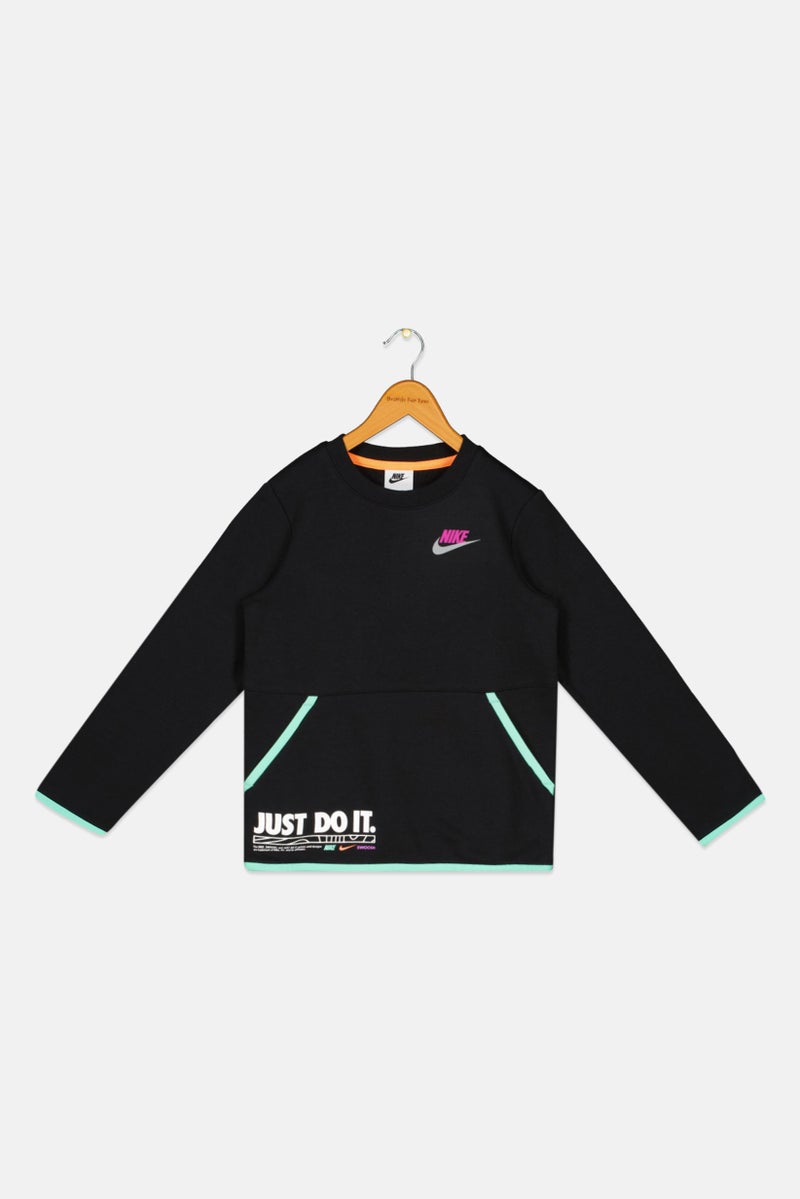 Nike Kids Boy Brand Logo Outdoor Sweatshirts, Black  - Image 1