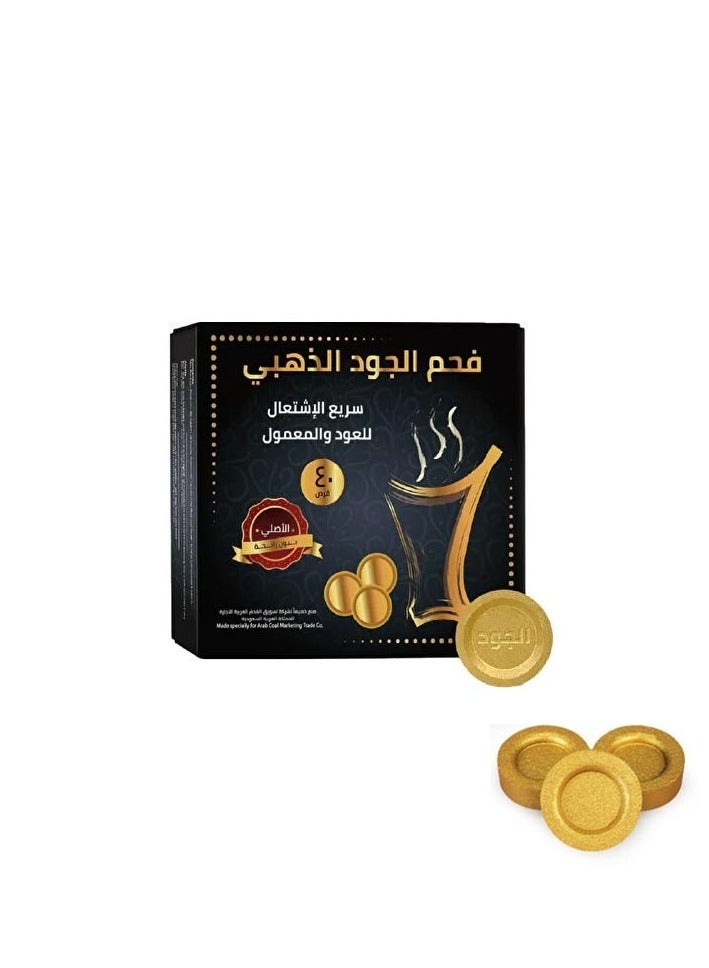 Fast flammable golden charcoal 40 tablets
