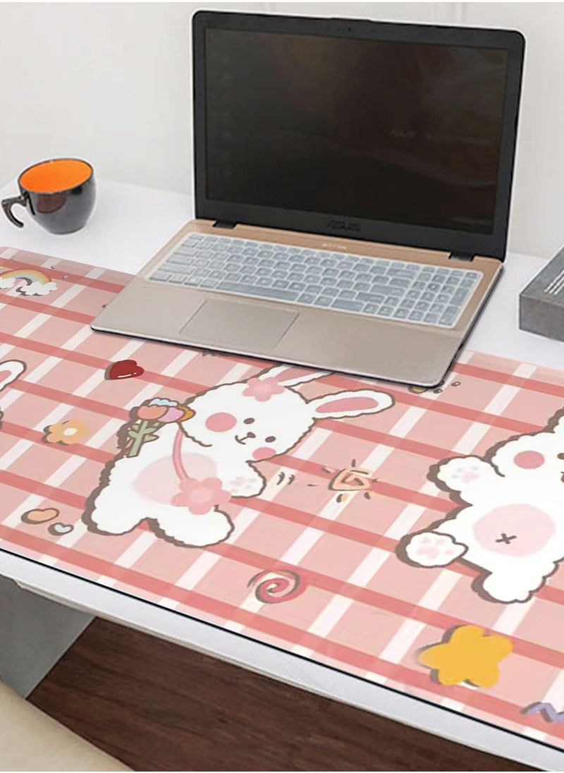 SYOSI - Desktop Mouse Pad, Cute Cartoon Rabbit Theme Mouse Keyboard Pad Large Game Desk Pad Suitable for Game Writing Bedroom Office Work Supplies Laptop Desk Pad ( 30x80 cm) - Image 1