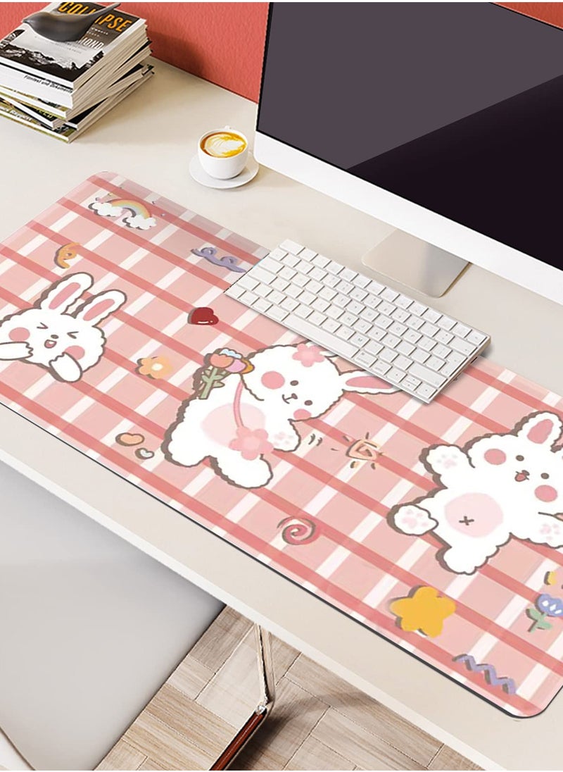SYOSI - Desktop Mouse Pad, Cute Cartoon Rabbit Theme Mouse Keyboard Pad Large Game Desk Pad Suitable for Game Writing Bedroom Office Work Supplies Laptop Desk Pad ( 30x80 cm) - Image 1