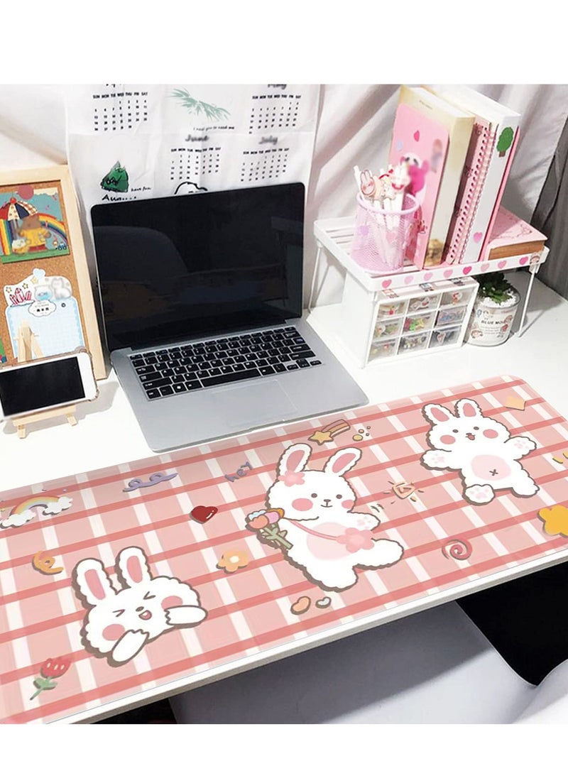 SYOSI - Desktop Mouse Pad, Cute Cartoon Rabbit Theme Mouse Keyboard Pad Large Game Desk Pad Suitable for Game Writing Bedroom Office Work Supplies Laptop Desk Pad ( 30x80 cm) - Image 1