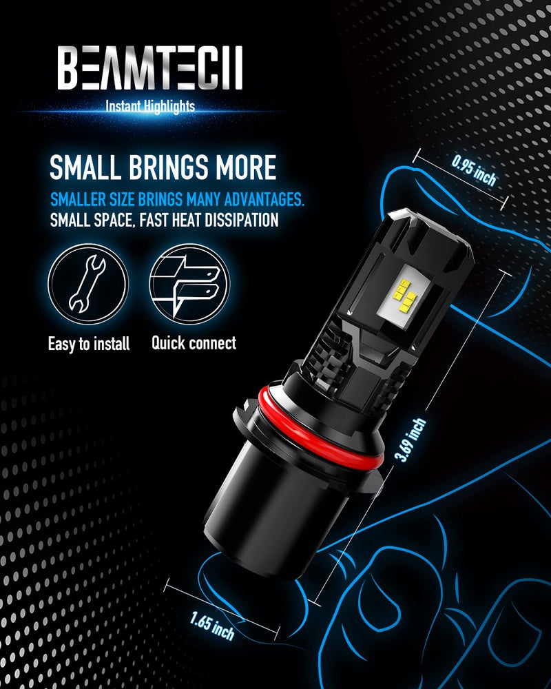 BEAMTECH Bulb, 9007 Fog Light Bulbs Powersports Light Bulb Fanless in Line 6500K Pack of 2 - Image 5
