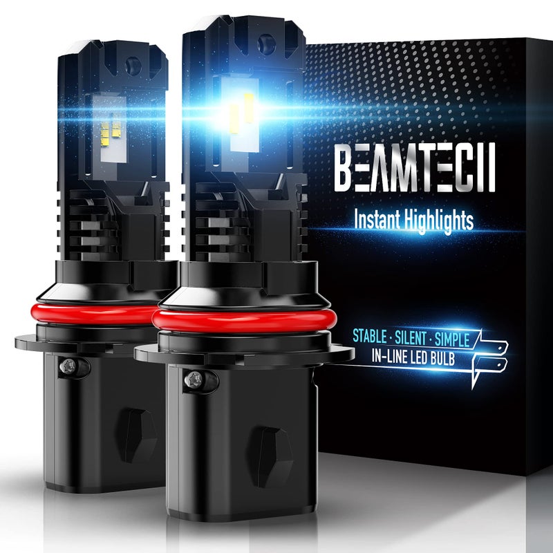 BEAMTECH Bulb, 9007 Fog Light Bulbs Powersports Light Bulb Fanless in Line 6500K Pack of 2 - Image 1
