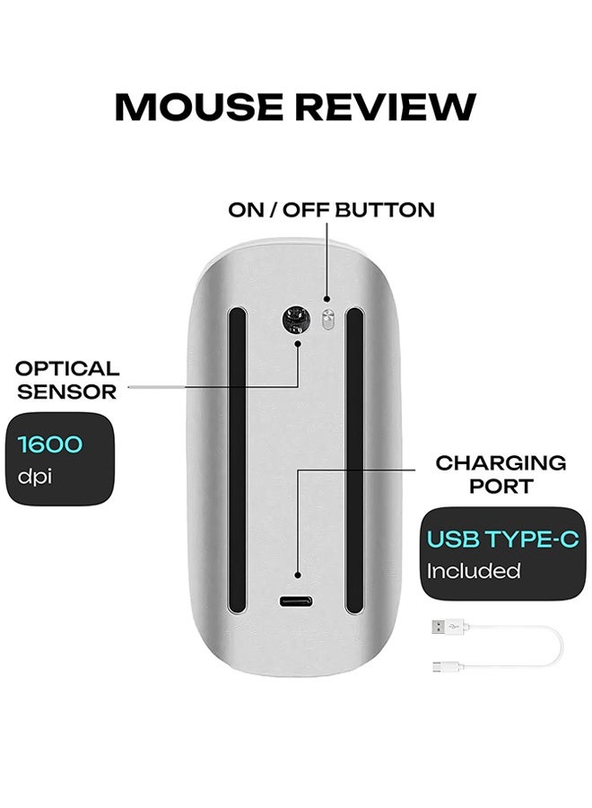 SUNDAREE Wireless Rechargeable Mouse – Slim Ergonomic Design, Low-Noise Clicks, Fast Charging in 15 Min, Bluetooth Compatible for Laptop, Tablet, PC, Office, Travel & Daily Use - Image 5