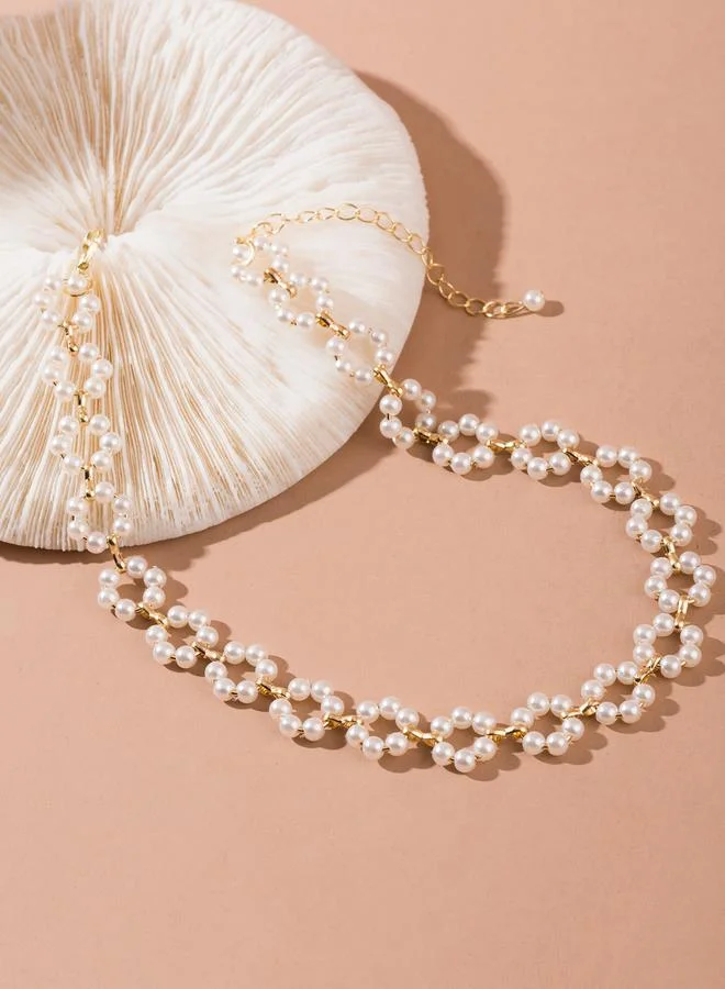 Take Two  Faux Pearl Flower Choker Necklace for Women | Best Price UAE