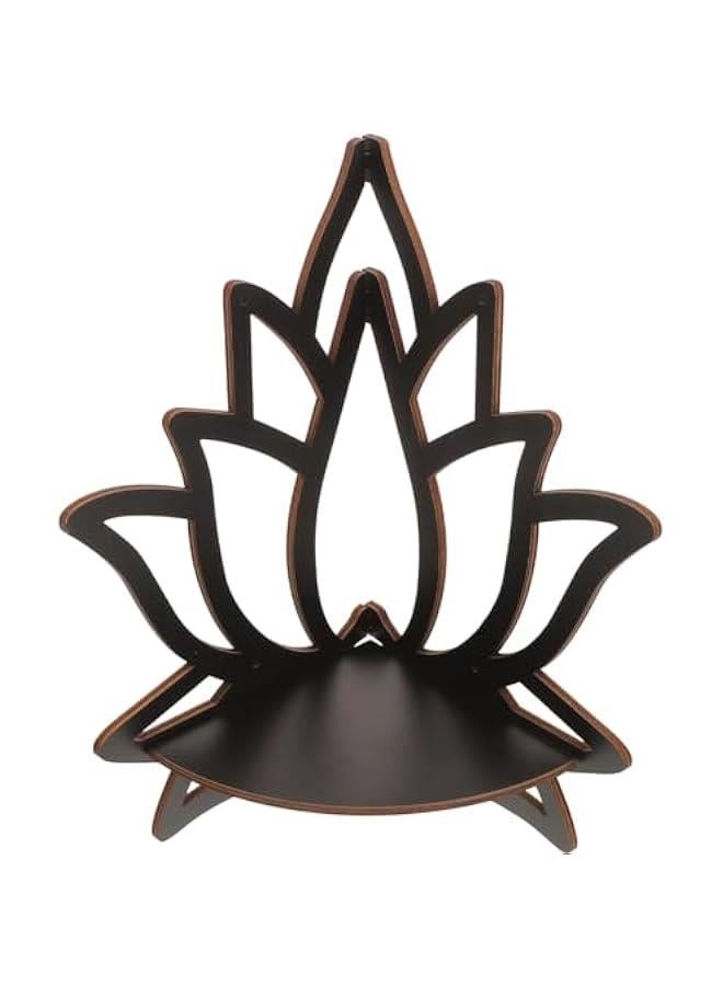 Arabest Boho Wooden Floating Shelves for Home Office and Living Room Decor, Lotus Wood Crystal Shelf, Flowers Wall Hanging Corner Shelf  - Image 1