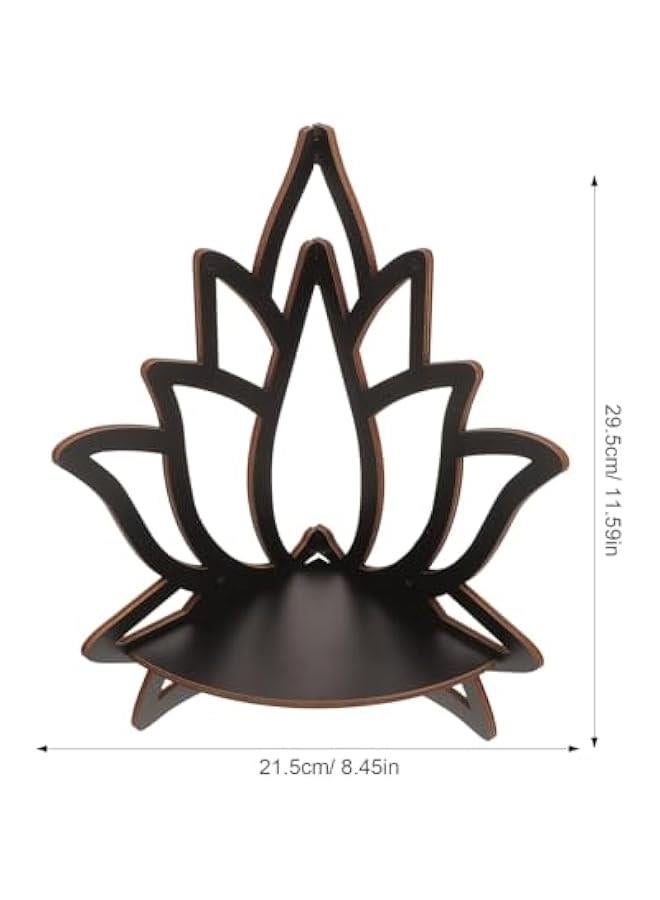 Arabest Boho Wooden Floating Shelves for Home Office and Living Room Decor, Lotus Wood Crystal Shelf, Flowers Wall Hanging Corner Shelf  - Image 3