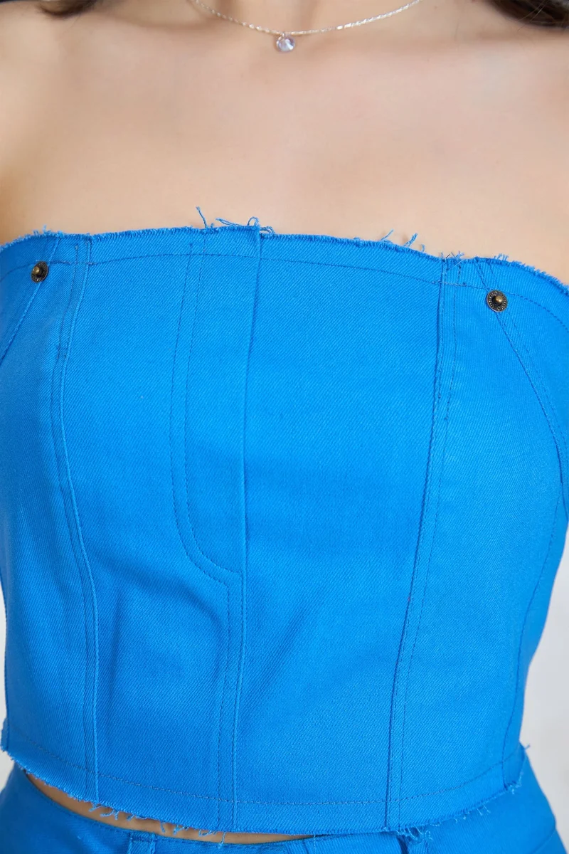 Virgio  VIRGIO Cotton Stretch Raw Edge Drill Bandeau for Women | Best Price UAE