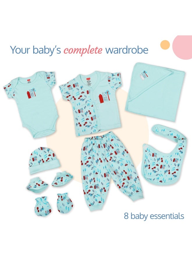 Luvlap Newborn Baby Garment Gift Set, Pack Of 8, Pastel Green - Image 3