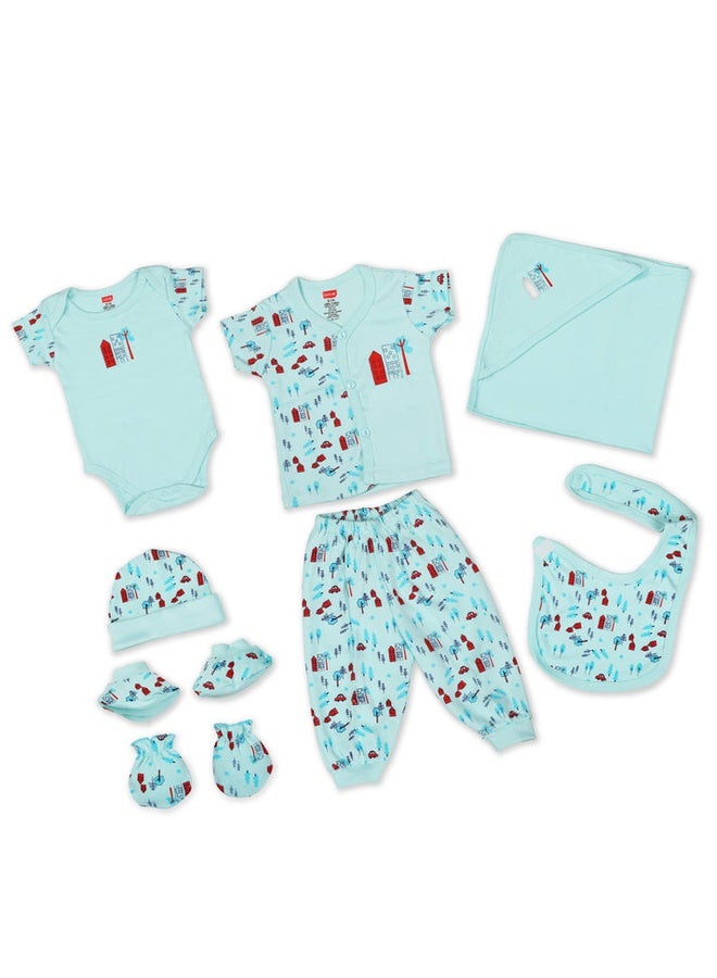 Luvlap Newborn Baby Garment Gift Set, Pack Of 8, Pastel Green - Image 1