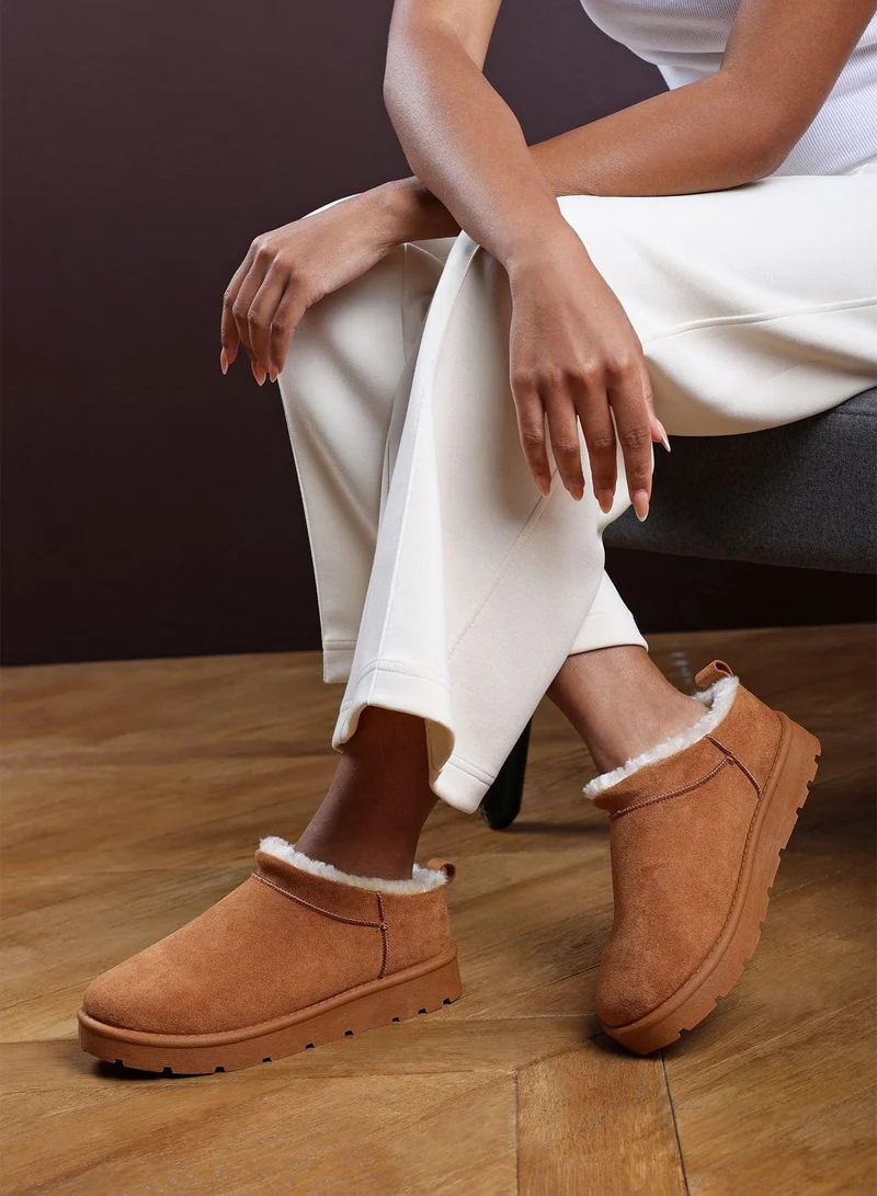 Where's That From Saskia' Cosy Fur Lined Micro Dipped Heel Boot