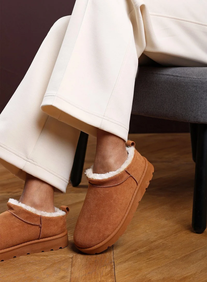 Where's That From Saskia' Cosy Fur Lined Micro Dipped Heel Boot