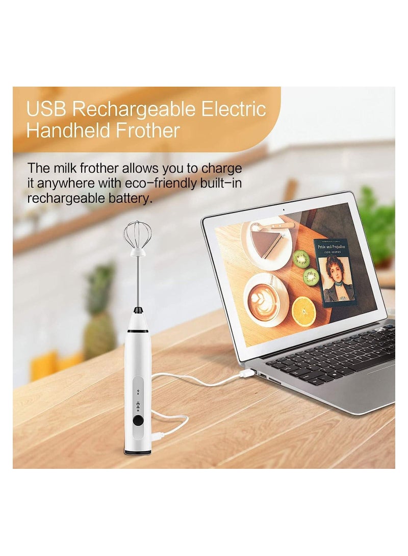 Arabest خلاط يدوي للحليب مع رأسين، خلاط خفق القهوة مع USB قابل لإعادة الشحن 3 سرعات، خلاط كهربائي صغير محمول أدوات خلط المطبخ يدوي للكابتشينو والبيض  - Image 4