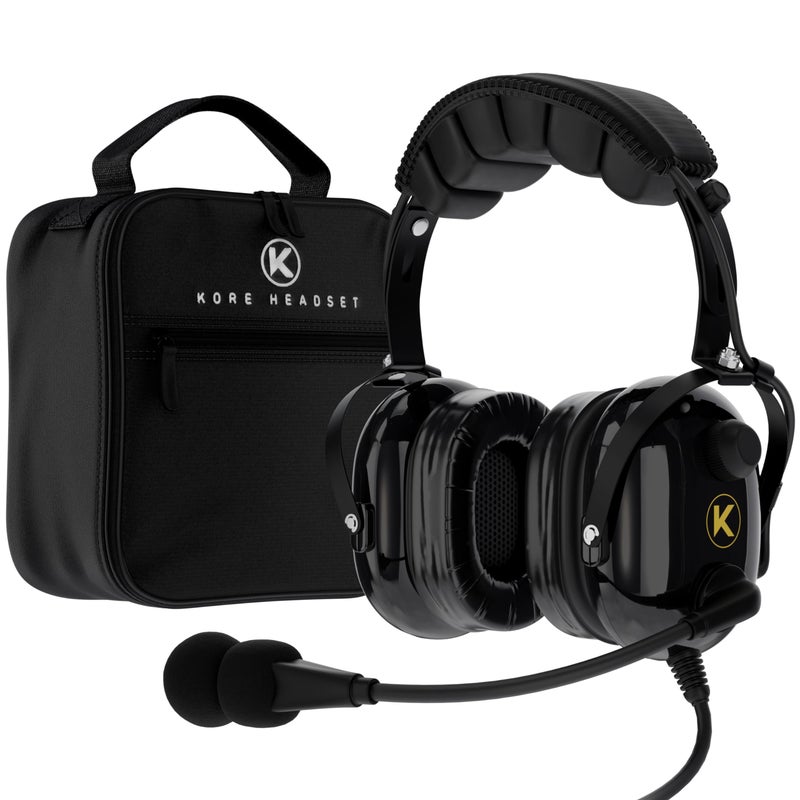 KA1 General Aviation Headset for Pilots Mono and Stereo Compatibility Passive Noise Reduction Noise Canceling Microphone Gel Ear Seals Adjustable Headband Headset Bag