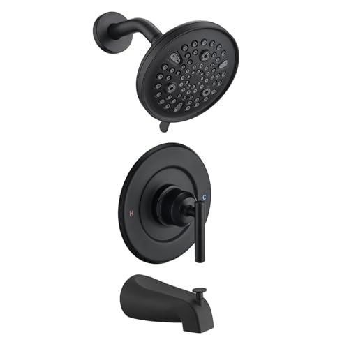 Ultrimkit Replacement for Moen Shower Faucet Trim Kit 9Setting High Pressure Rain Showerhead Shower Handle Tub Spout Valve Catridge Not Inclued Matte Black - Image 1