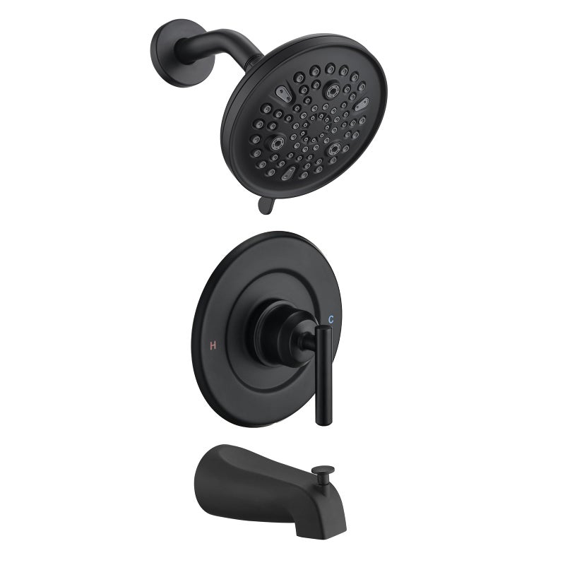 Ultrimkit Replacement for Moen Shower Faucet Trim Kit 9Setting High Pressure Rain Showerhead Shower Handle Tub Spout Valve Catridge Not Inclued Matte Black - Image 2