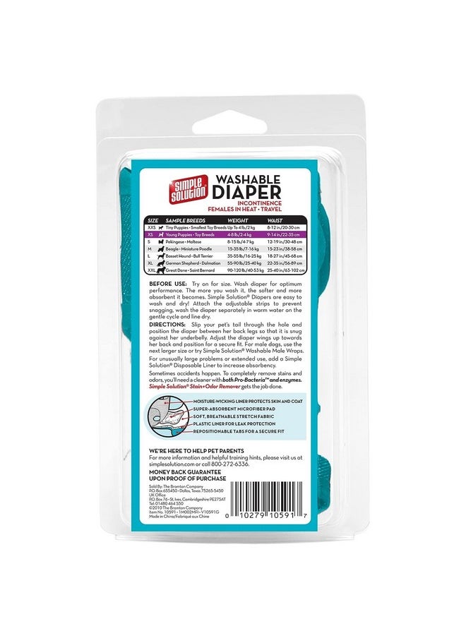 Simple Solution Female Washable Dog Diapers, Super Absorbent, Leak Proof, Soft & Comfortable (Xs) And Pawpaya 5 In 1 Multipurpose 100 Pull Pack Plant-Based Pet Cleaning Wipes  - Image 3