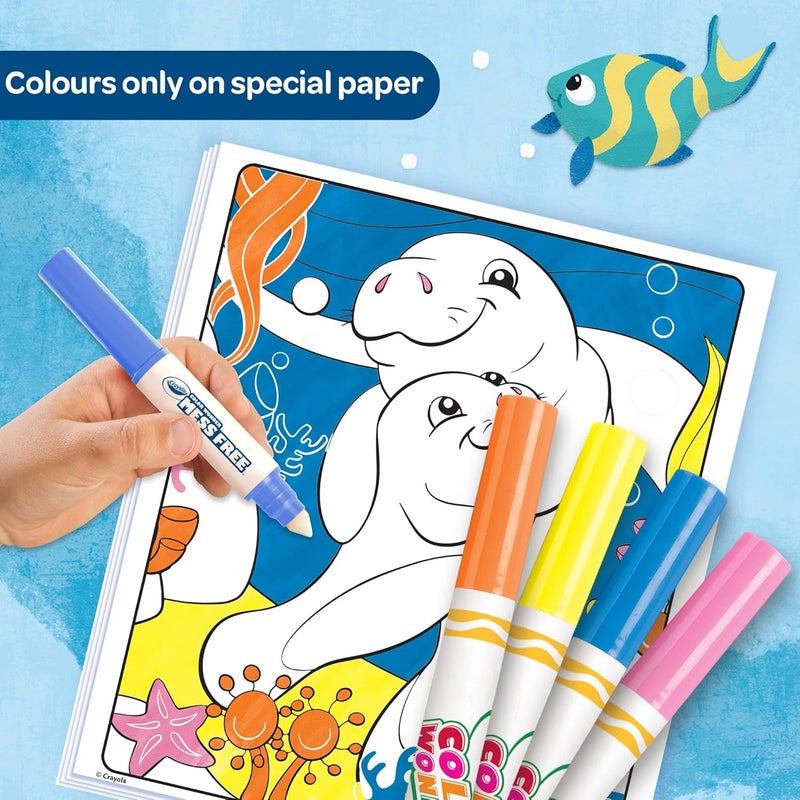 CRAYOLA - Color Wonder, Colouring Set with 18 Coloring Pages and 4 Stain-free Felt Pens, Sea friends Topic, Creative Activity for Children - Image 2