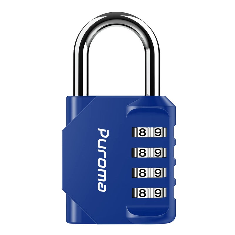 Puroma 1 Pack Combination Lock for Locker 4 Digit Outdoor Waterproof Padlock for School, Gym, Sports, Fence, Toolbox, Gate, Case, Outdoor, Hasp Storage, Cabinets (Blue) - Image 1