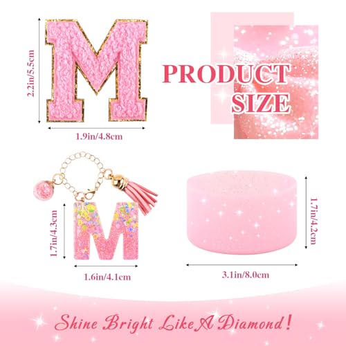 Lingdeer Pink Cup Accessories Set for Stanley 30OZ & 40OZ Tumbler with Handle, Letter Charms, Bow & Diamond Straw Covers, Glitter Silicone Boot, Personalized Sticker for Stanley Cup Accessories (M) - Image 2