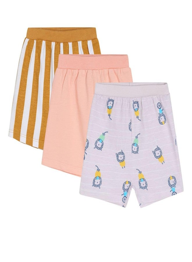 miniklub Baby Knitted Cotton Multi Color Short, Pack Of 3 (3-6M) - Image 1