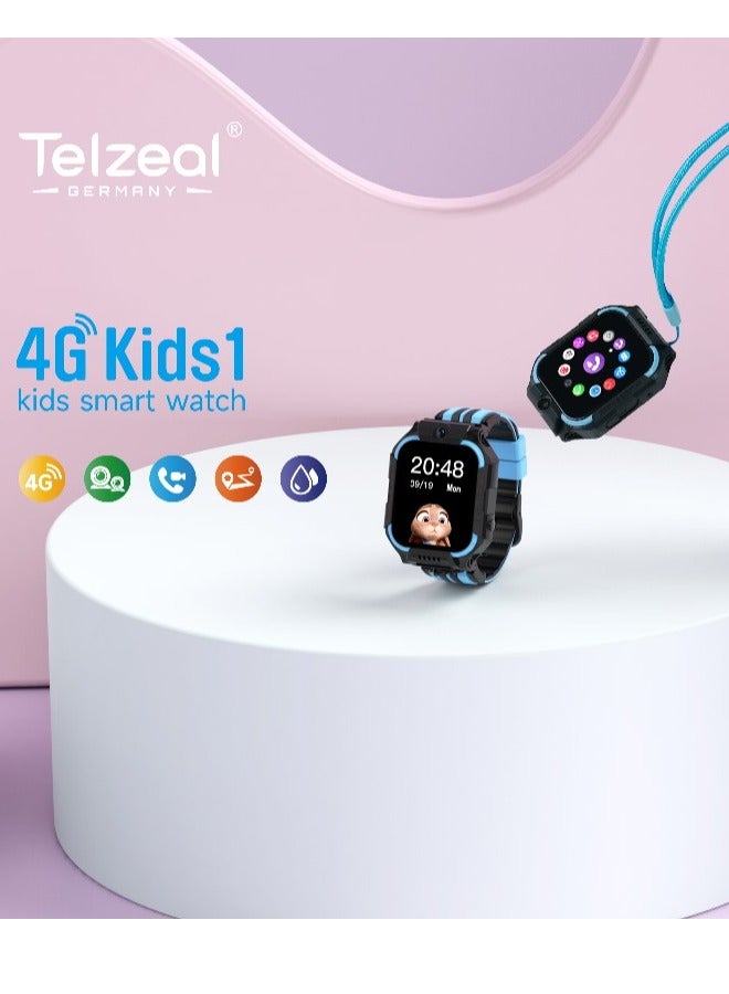 Telzeal 4G Kids1 Smart Watch With Rear and Front Camera and Wireless Charger for Kids Blue  - Image 2