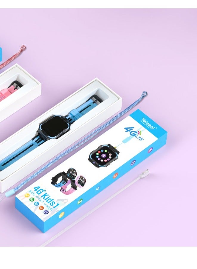 Telzeal 4G Kids1 Smart Watch With Rear and Front Camera and Wireless Charger for Kids Blue  - Image 3
