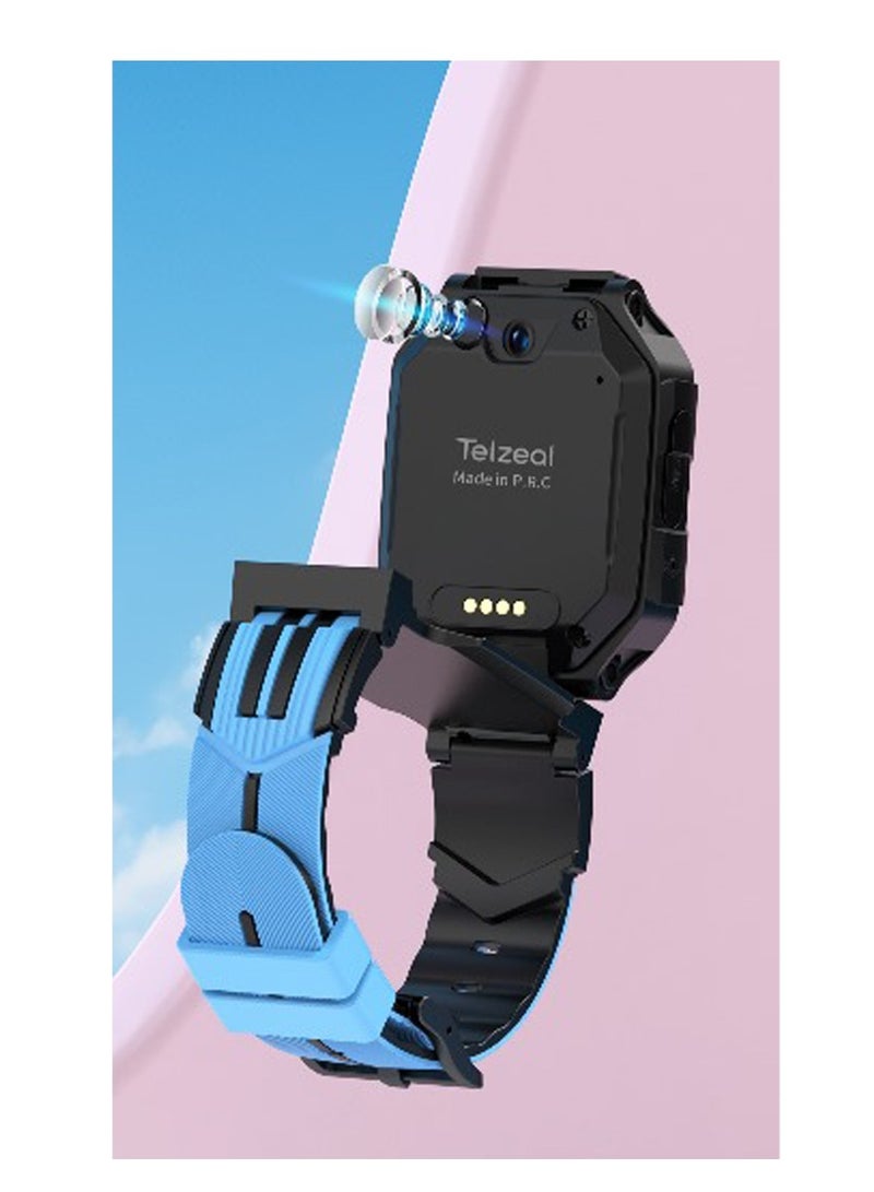 Telzeal 4G Kids1 Smart Watch With Rear and Front Camera and Wireless Charger for Kids Blue  - Image 4