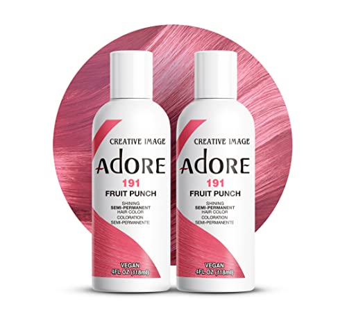 Adore Semi Permanent Hair Color Vegan and CrueltyFree Pink Hair Dye 4 Fl Oz 191 Fruit Punch Pack of 2