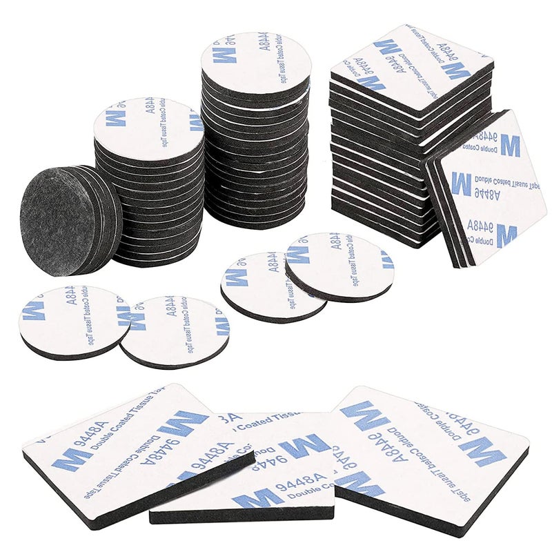 60 PCS Double Sided Foam Tape, Strong Sticky Pads, Mounting Adhesive Tape for Holding Soundproof Pads Picture Light Hooks (Squares+Rounds) - Image 1