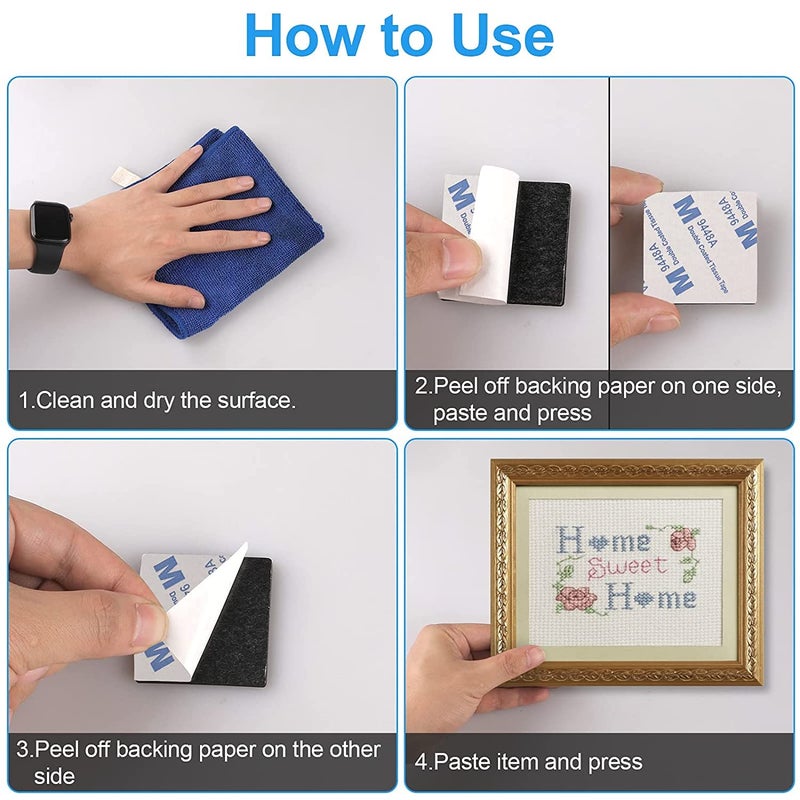 60 PCS Double Sided Foam Tape, Strong Sticky Pads, Mounting Adhesive Tape for Holding Soundproof Pads Picture Light Hooks (Squares+Rounds) - Image 4