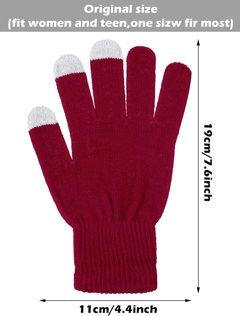 Pangda 12 Pairs Winter Touch Screen Gloves for Men Women Stretch Knitted Texting Gloves Warm Windproof Solid Color Mittens - Image 3