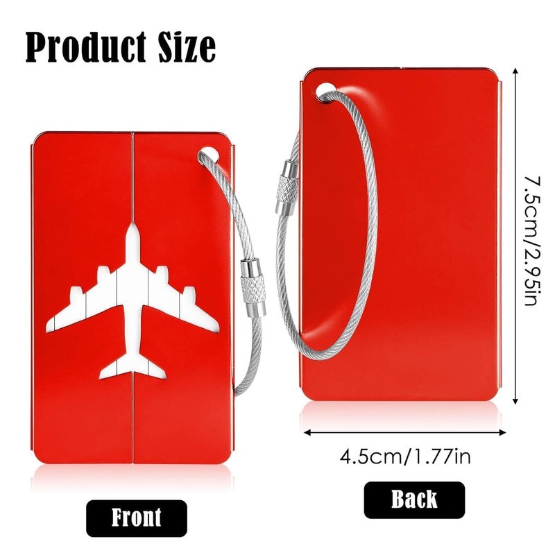 LUPINEZ 6 Pcs Luggage Tags, Aluminium Alloy Suitcase Tags, Luggage Labels for Suitcases with Steel Loop, 6 Pack Travel Tags for Baggage Identity ID Labels, Name Tags for Luggage, Pack of 6 (Red) - Image 3