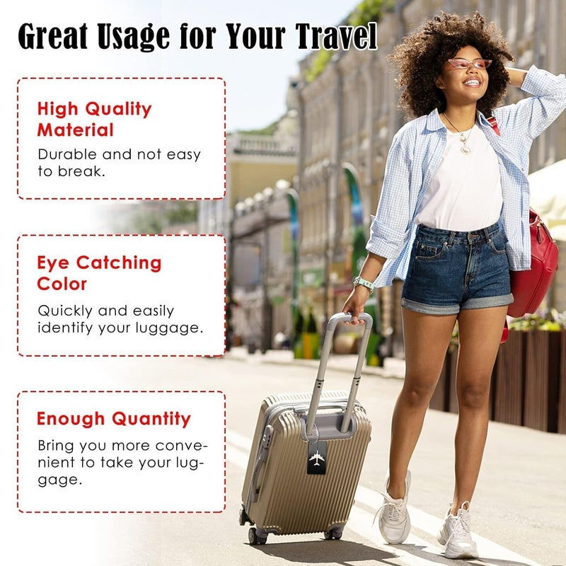 LUPINEZ 6 Pcs Luggage Tags, Aluminium Alloy Suitcase Tags, Luggage Labels for Suitcases with Steel Loop, 6 Pack Travel Tags for Baggage Identity ID Labels, Name Tags for Luggage, Pack of 6 (Red) - Image 4